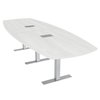 Skutchi Designs 10X4 Arc Boat Modular Table Power And Data, Metal T-Bases, 10 Person Meeting Table, White Cypress HAR-ABOT-46X119-T-ELEC-WHCYPRESS